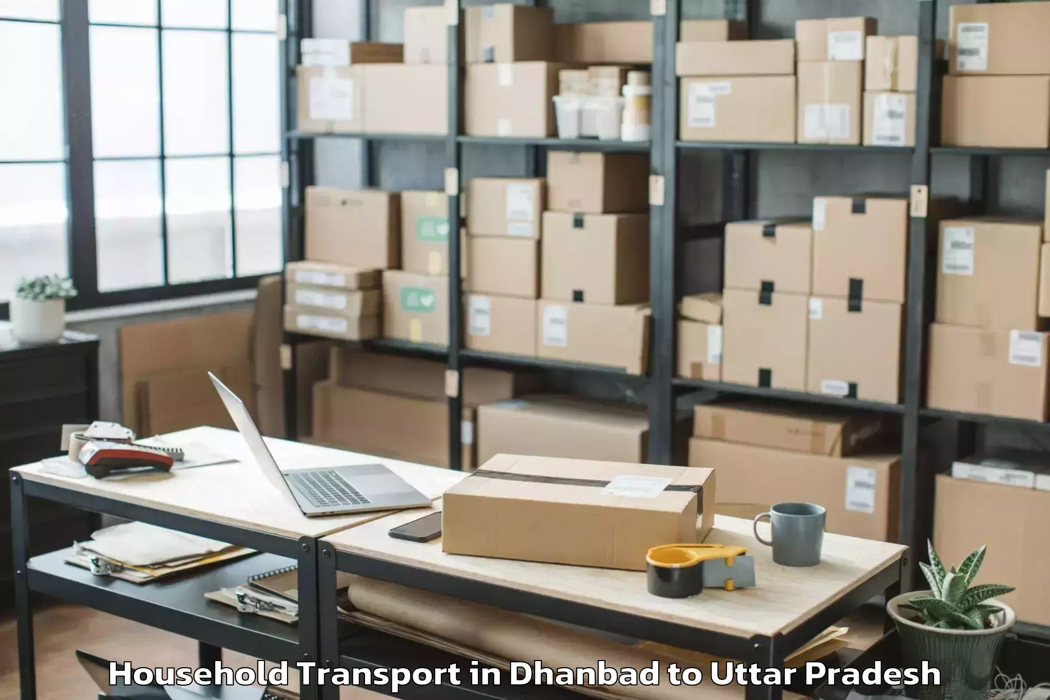 Top Dhanbad to Sahawar Household Transport Available